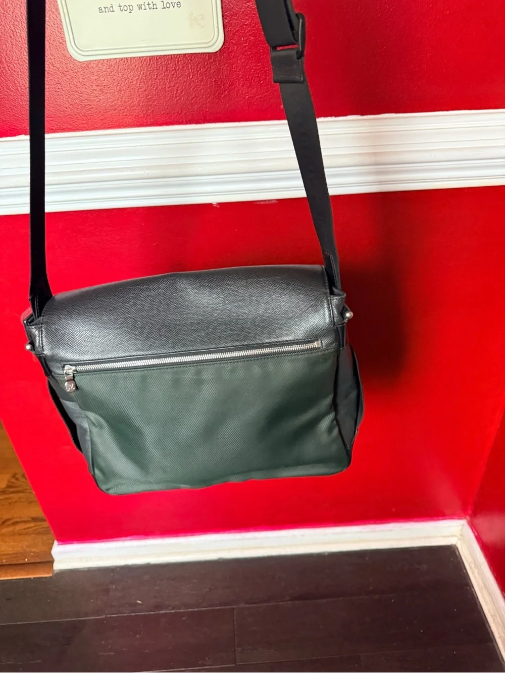 Louis Vuitton Black Leather Messenger Bag